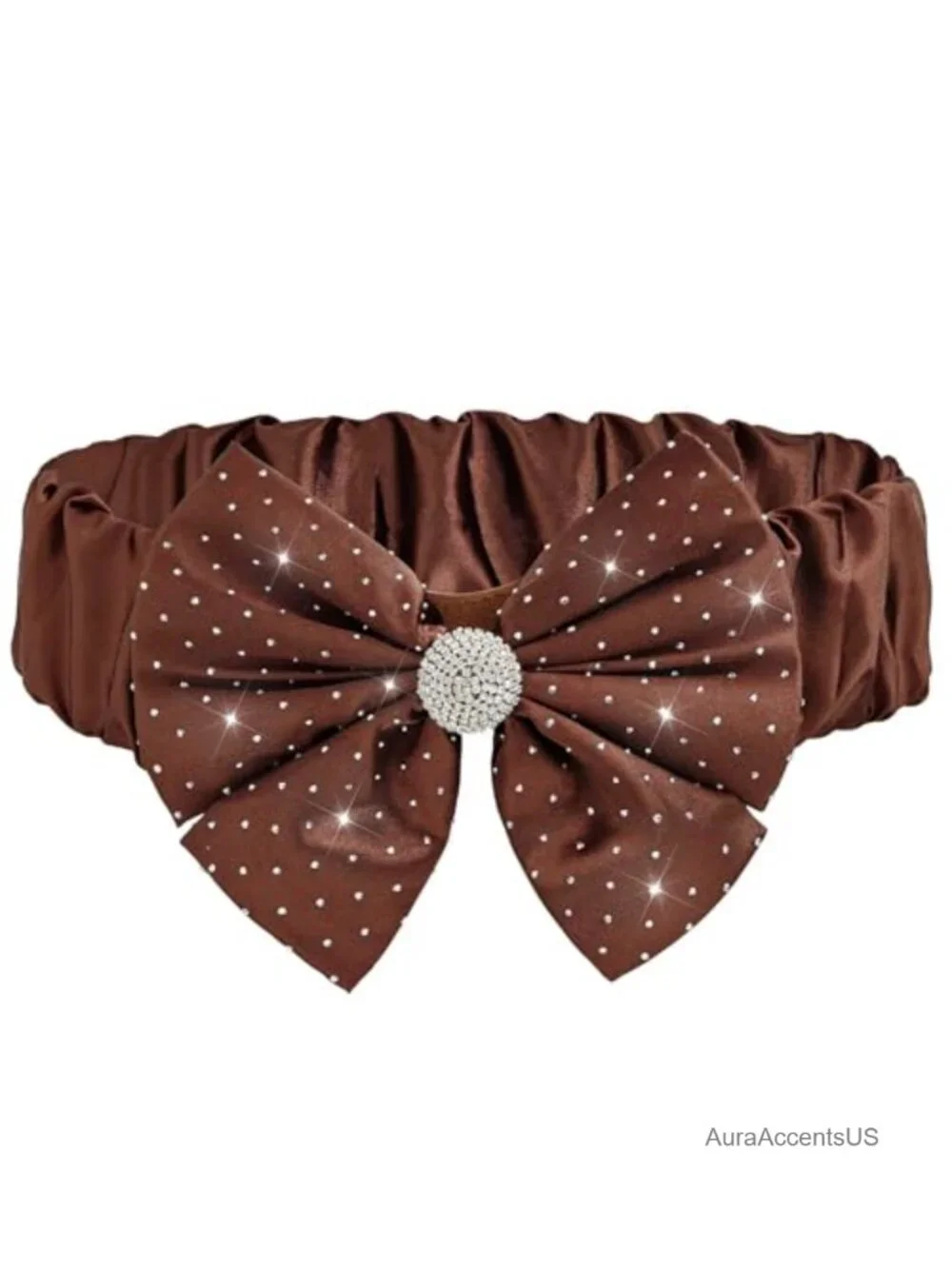 Crystal Rhinestone Bow Stretch Belt Wide Waist Belt